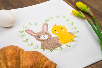 Stickdatei Häschen mit Küken zu Ostern