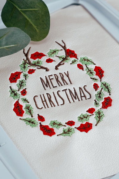 Embroidery file holly wreath