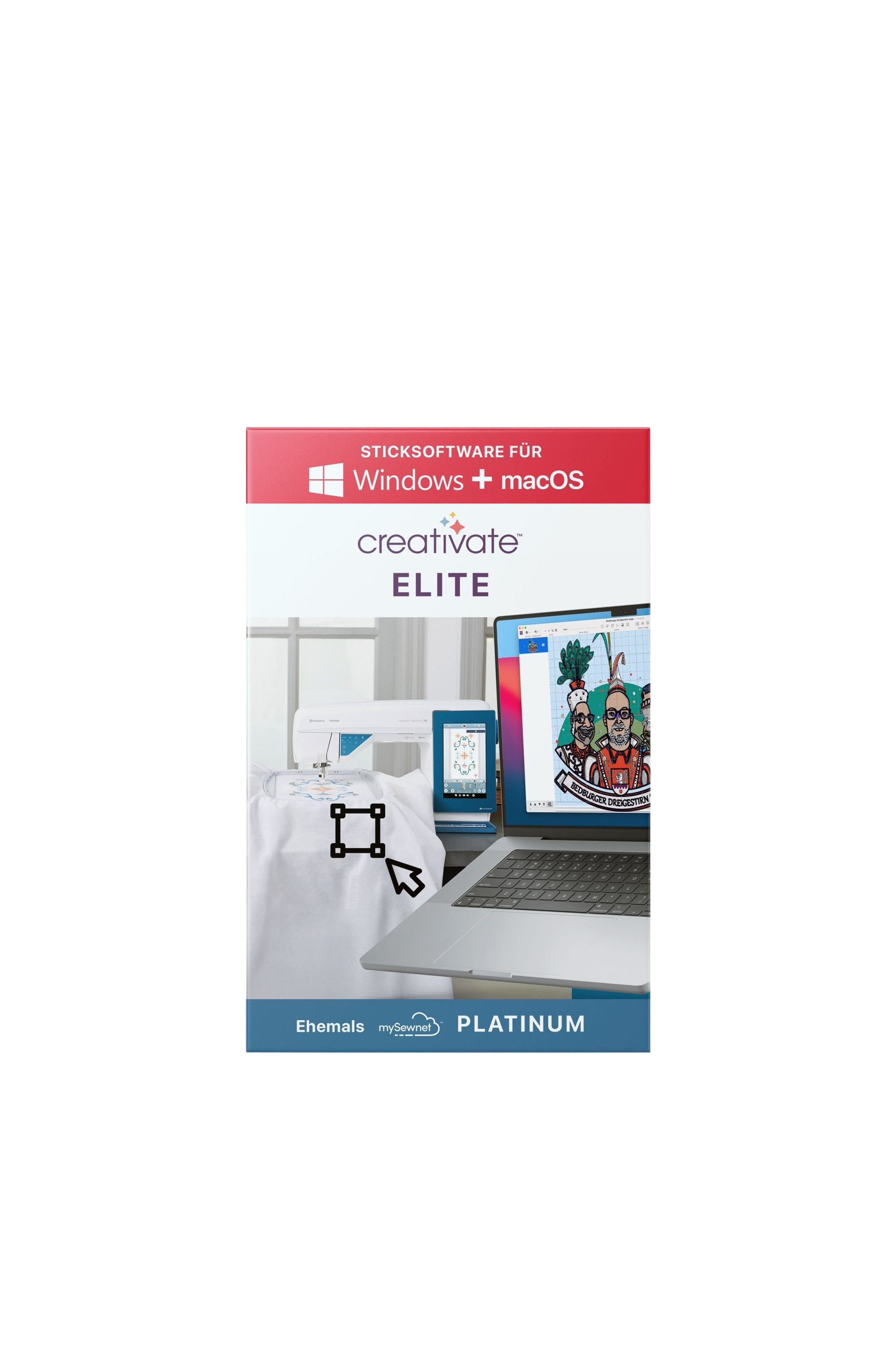CREATIVATE Elite Sticksoftware für Mac & Windows in vollständiger Produktansicht, in Adobe Photoshop freigestellt ohne Schatten