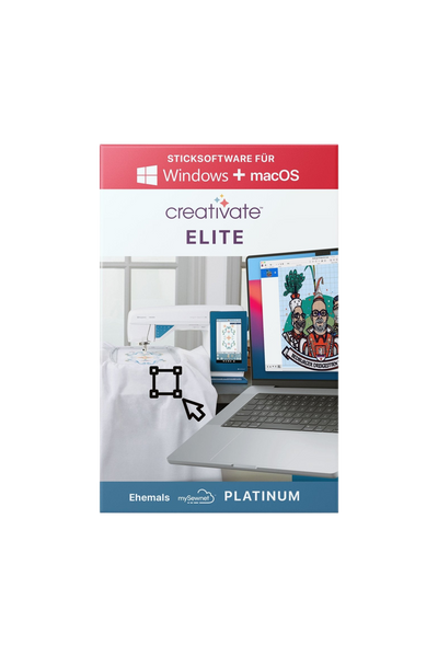 CREATIVATE Elite Sticksoftware für Mac & Windows in vollständiger Produktansicht, in Adobe Photoshop freigestellt ohne Schatten