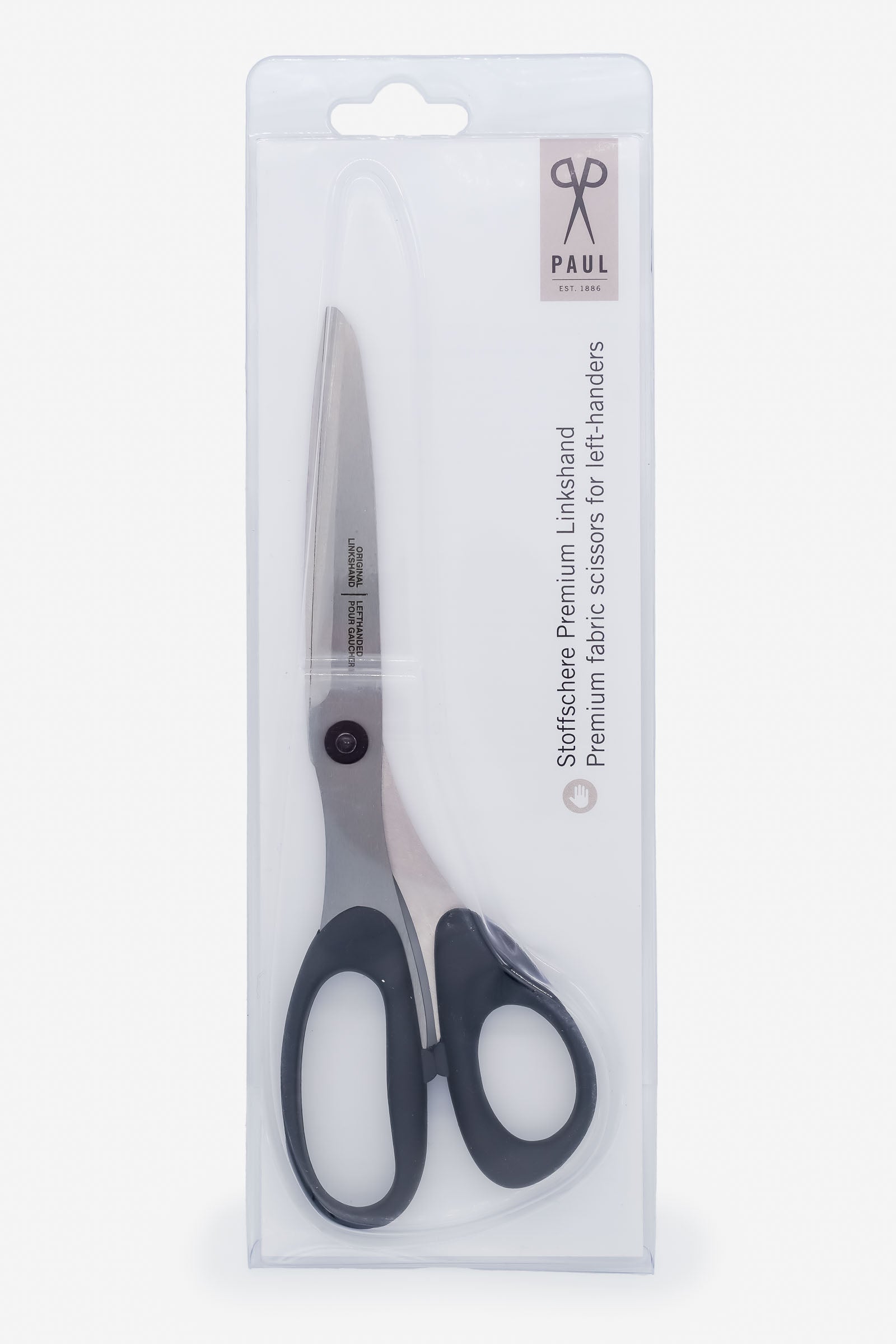 Stoffschere Premium für Linkshänder von der Scherenmanufaktur Paul (schwarz)