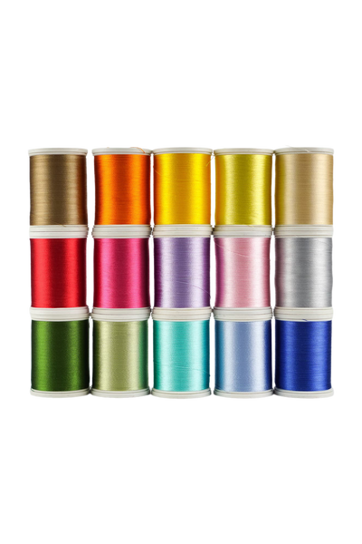 Quinze bobines de fil SULKY Rayon 40 de la collection SELECTED, dans des couleurs assorties