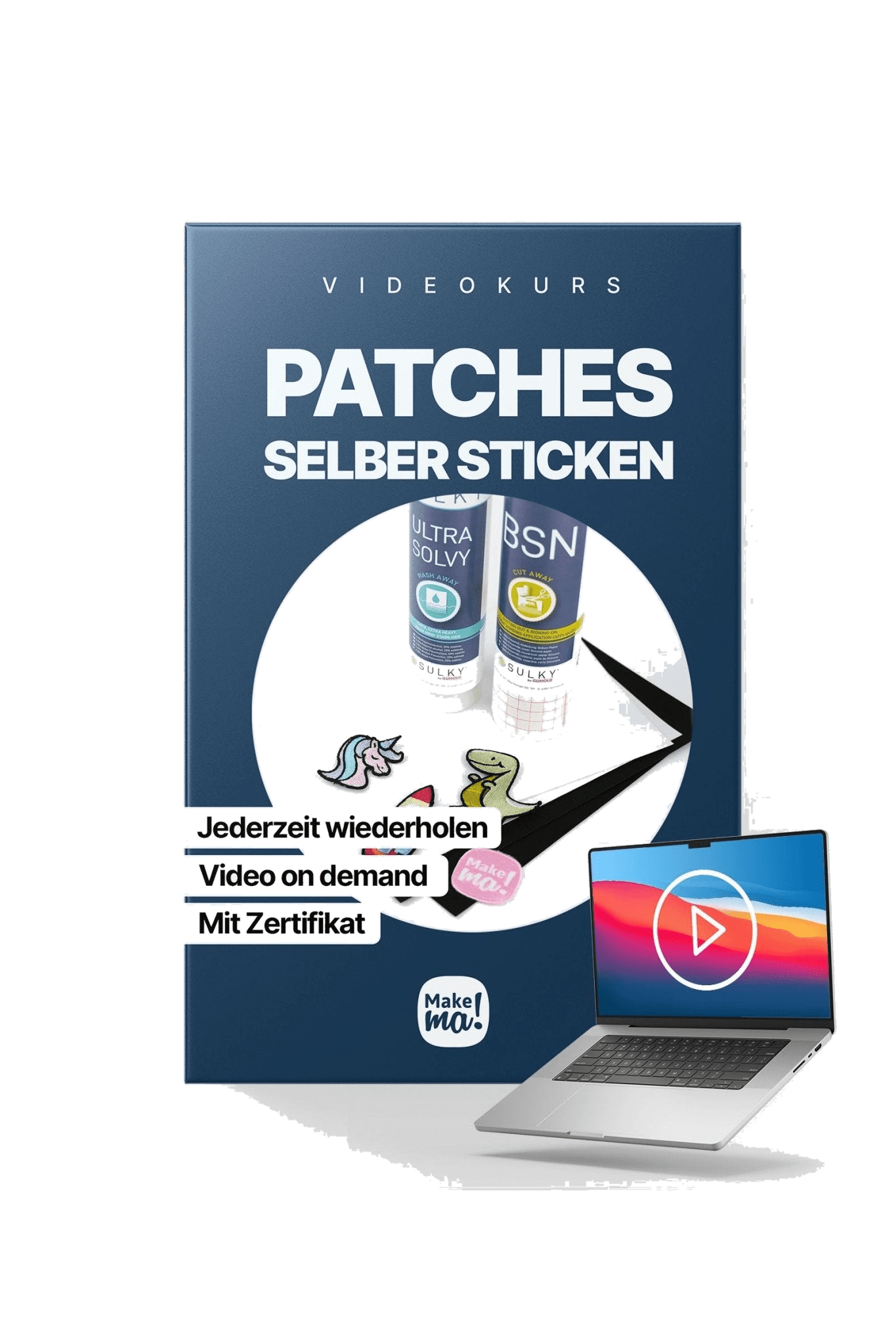 Videokurs: Patches selber sticken, vue du produit
