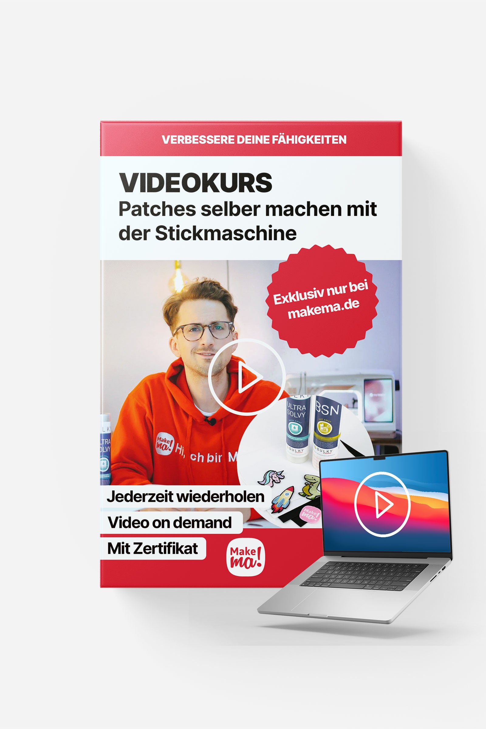Videokurs Patches selber sticken mit der Stickmaschine