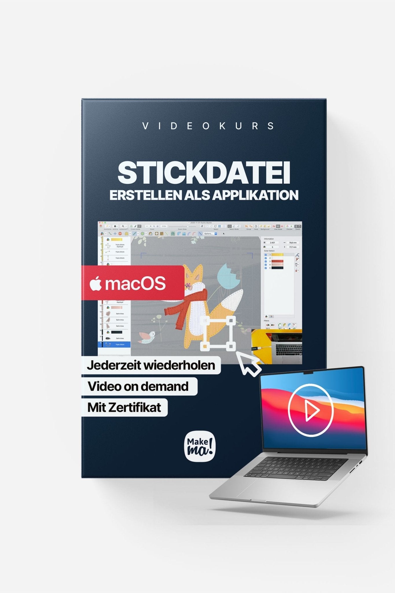 Videokurs: Stickdatei erstellen Applikation (MAC) - Make ma!