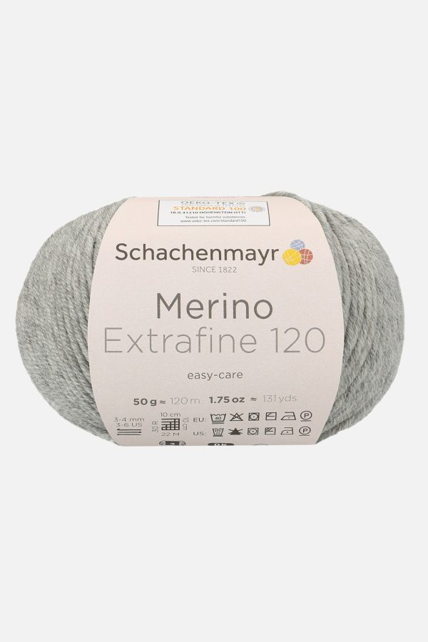 Handstrickgarn »Merino Extrafine 120« von Schachenmayr in Farbe hellgrau (00190)