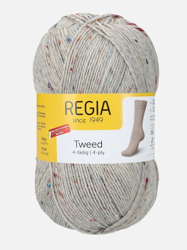 Handstrickgarn Regia 4-fädig Uni Tweed in Farbe hellgrau (0090)