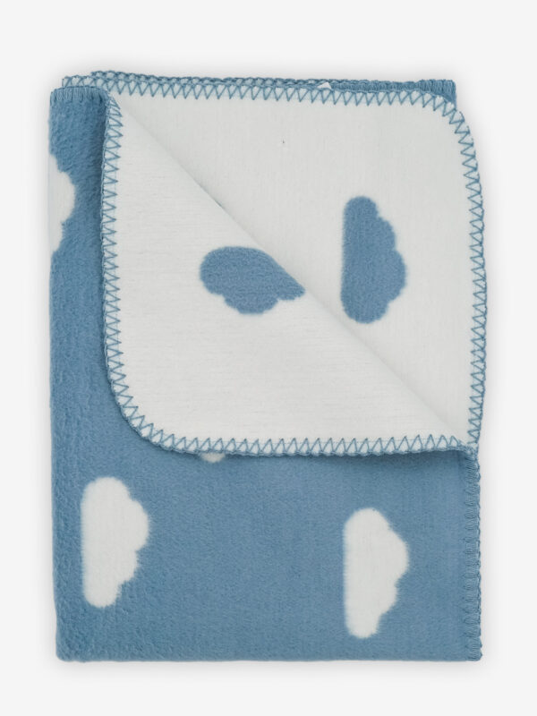 Babydecke blau mit Wolken (100% Baumwolle) Marke: Kids&me zum Besticken