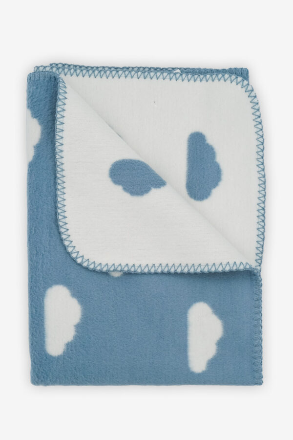Babydecke blau mit Wolken (100% Baumwolle) Marke: Kids&me zum Besticken
